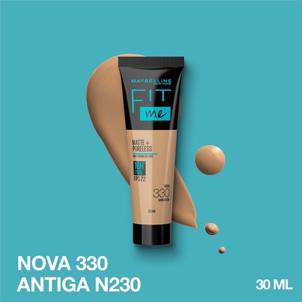 Encontraproduto.com.br - Base Líquida Maybelline NY Fit Me Matte FPS 22 Cor 330 30ml
