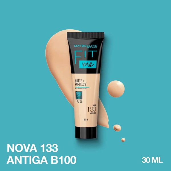 Encontraproduto.com.br - Base Líquida Maybelline NY Fit Me Matte FPS22 Cor 133 30ml