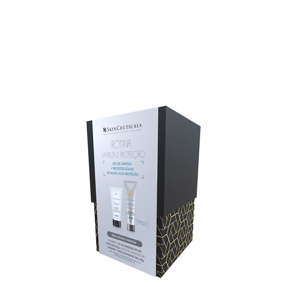 SkinCeuticals Rotina Limpeza e Proteção Kit – Protetor Solar com Cor FPS80 + Gel de Limpeza Facial