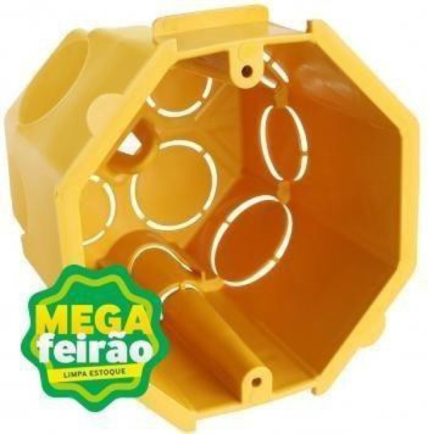 Caixa De Luz Plastilit Octogonal Alongada Amarela
