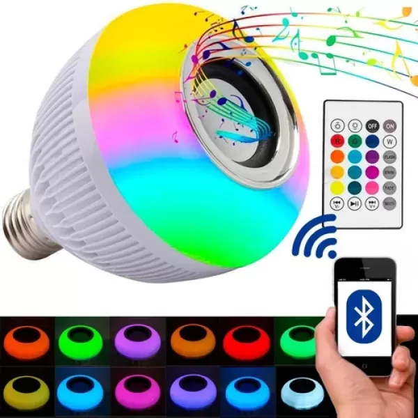 Encontraproduto.com.br - Lampada Musical Caixa Som Bluetooth Led Rgb Com Controle E27 Cor Da Luz Rgb Voltagem 110v/220v