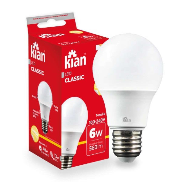 Encontraproduto.com.br - Lâmpada Led 6W Kian Classic Amarela Bivolt