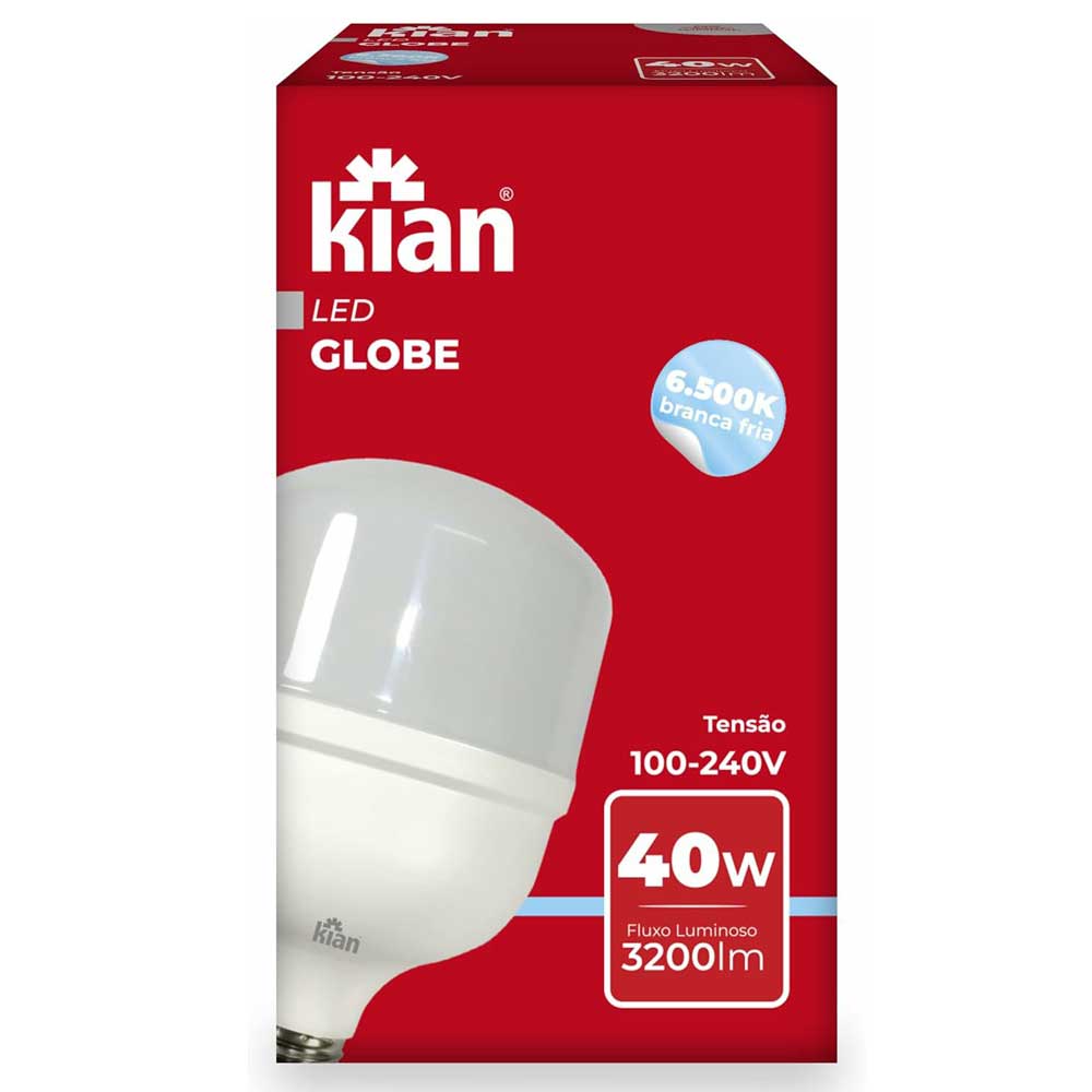 Encontraproduto.com.br - Lampada Led 40,0W 6,5K Globe Biv E27 6500K KIAN