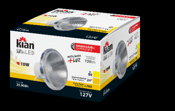 Encontraproduto.com.br - Luminária Led Kian Ar111 Dimerizável Alt: 6,7cm Comp.: 11,1cm Larg: 11,1cm 10w 127v 2700k Amarela.