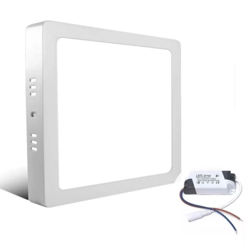 Luminária Led Slim Quadrada Sobrepor 12W 6.500K Branca Fria Bivolt Economax - Kian