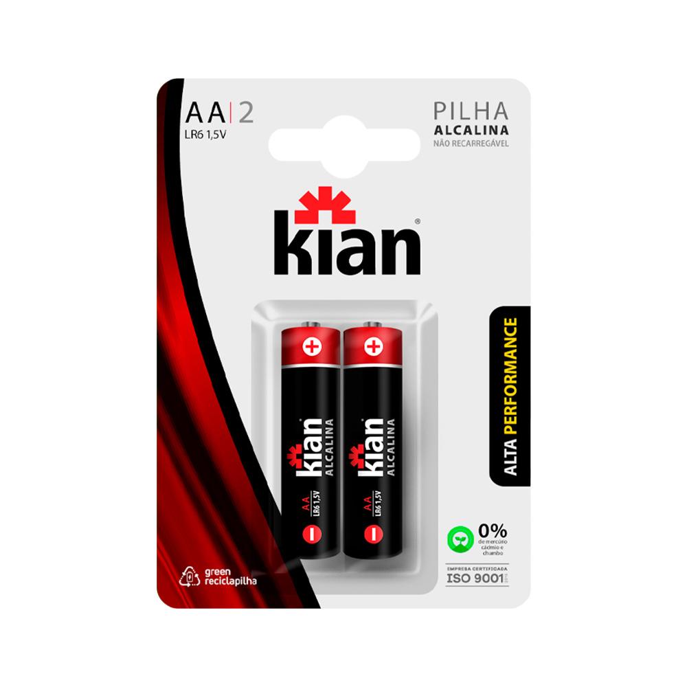Pilha Pequena AA Alcalina com 2 Kian 14240