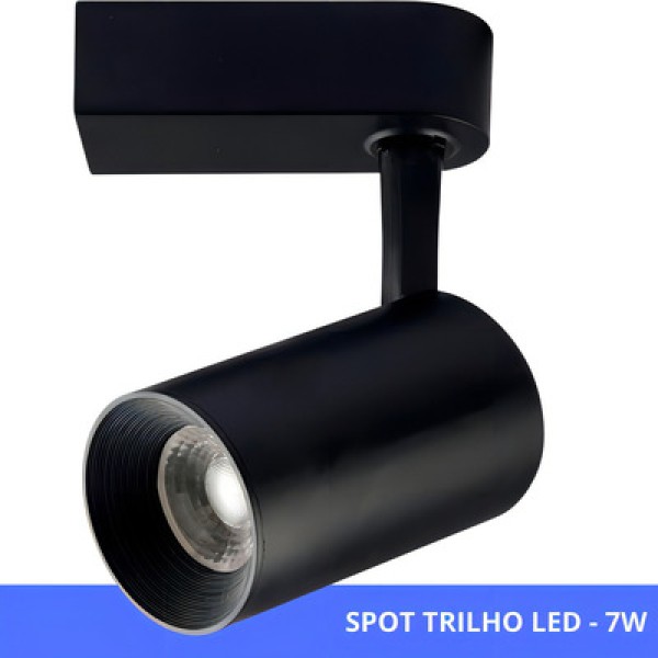 Spot Led Trilho 7w 6,5k Preto Bivolt Kian