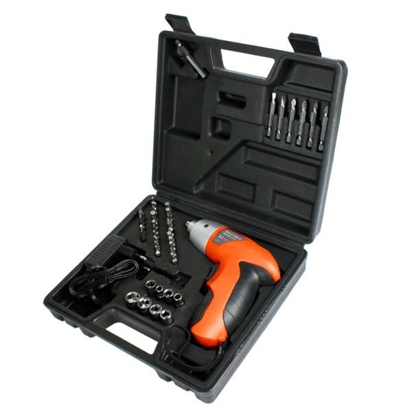 Encontraproduto.com.br - Kit Parafusadeira 4.8V com Maleta 44 Peças Rayco Bivolt