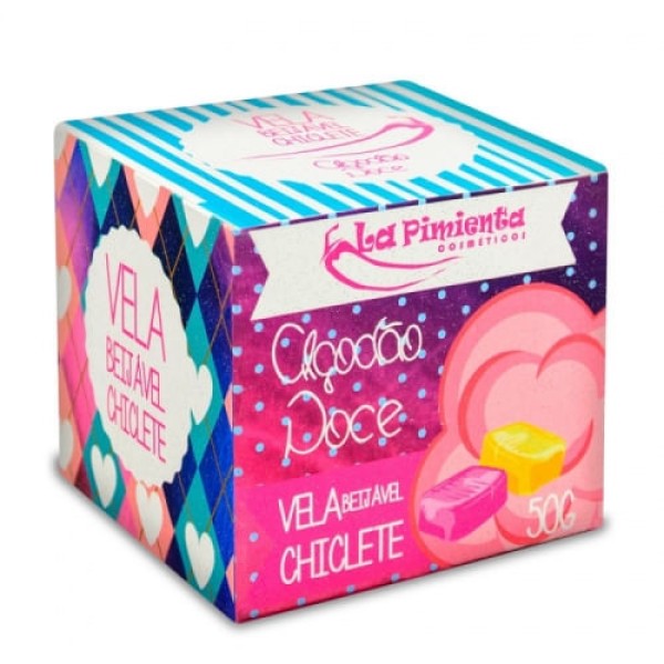 Encontraproduto.com.br - Vela Beijável Algodão Doce Chiclete 50g La Pimienta