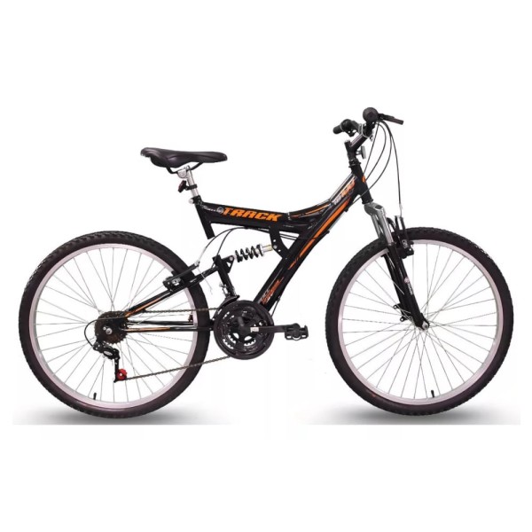 Encontraproduto.com.br - Bicicleta TB100 TK3 com Full Suspension 18 Marchas e Aro 26 - Preto/Laranja