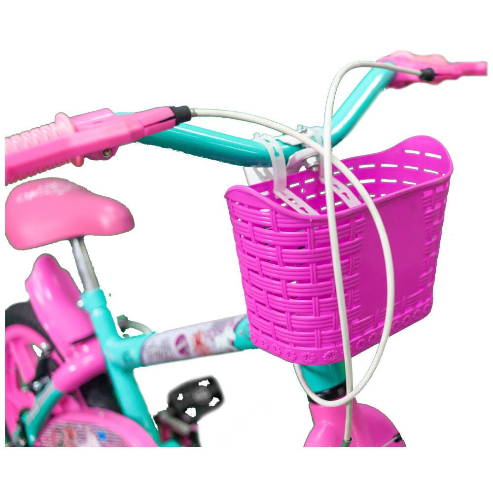 Encontraproduto.com.br - Bicicleta Infantil Pinky Aro 16 Rodinhas Laterais Track E Bike Azul/rosa