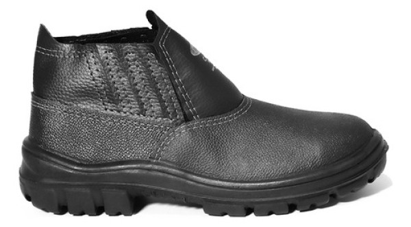 Encontraproduto.com.br - Bota De Elástico Em Couro Preta Com Solado Em Poliuretano