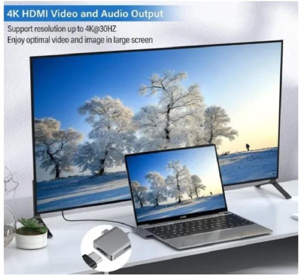 Encontraproduto.com.br - Dock Hub 7x1 Para Macbook Air Pro M1 Hdmi 4k Usb 3.0 Tipo C Pd Mac