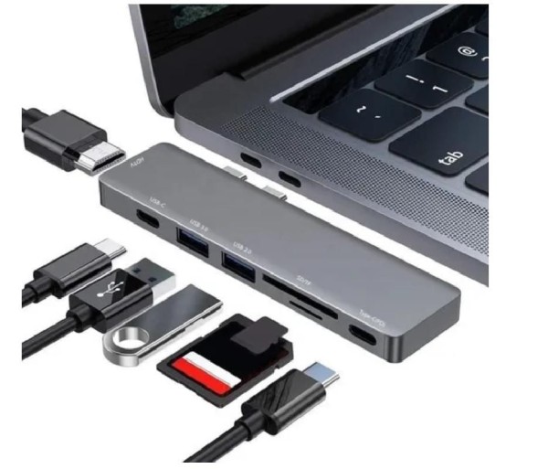 Encontraproduto.com.br - Dock Hub 7x1 Para Macbook Air Pro M1 Hdmi 4k Usb 3.0 Tipo C Pd Mac