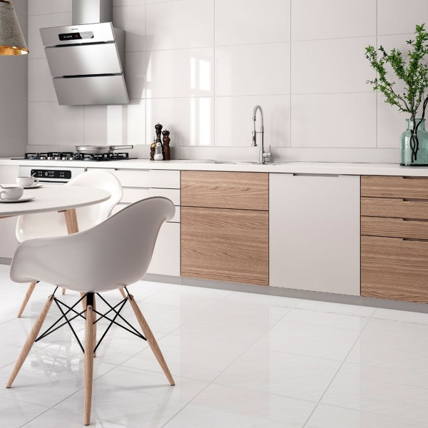 Piso Cerâmico Brilhante Campina Branco Tipo A 54X54CM - 56041 - Arielle