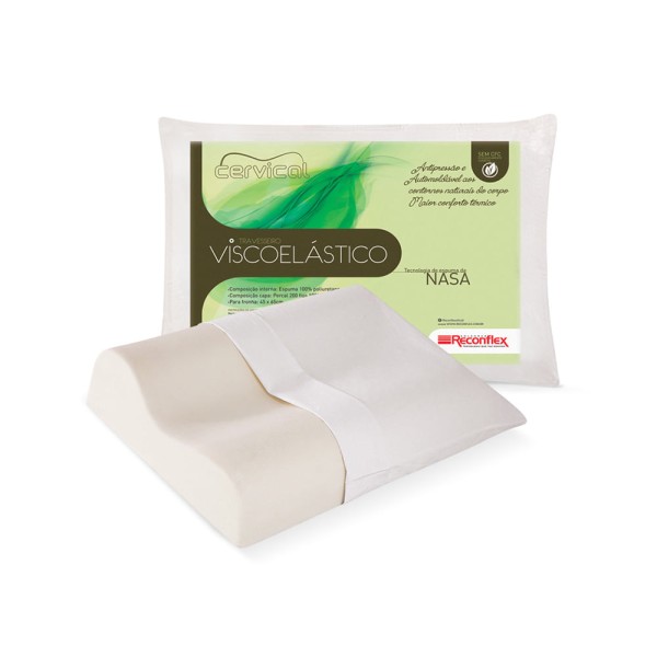 Encontraproduto.com.br - Travesseiro Reconflex Visco Cervical Nasa - Branco