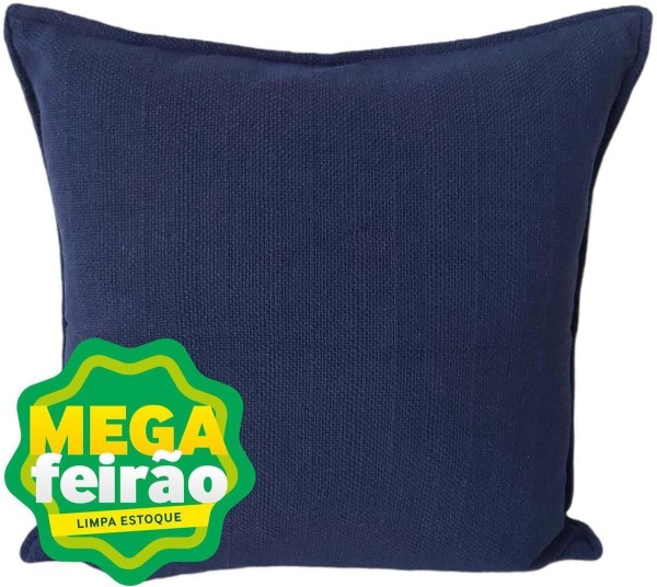Encontraproduto.com.br - Almofada Tecelagem Mello Naturale Azul Marinho 45x45cm