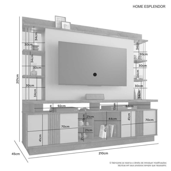 Encontraproduto.com.br - Home Esplendor Para Tv Até 65 Polegadas Jcm Movelaria Freijó Off White