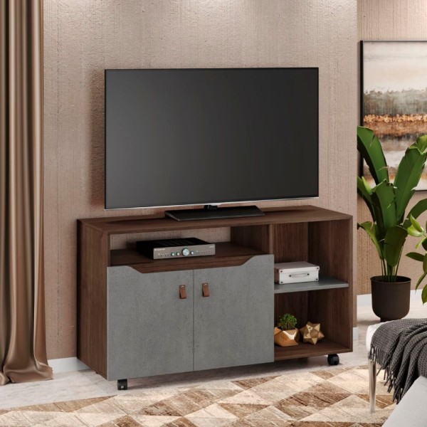 Encontraproduto.com.br - Rack Seleto Candian Jcm Movelaria Café Com Onix