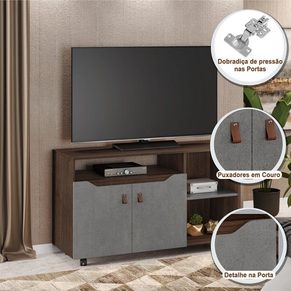 Encontraproduto.com.br - Rack Seleto Candian Jcm Movelaria Café Com Onix
