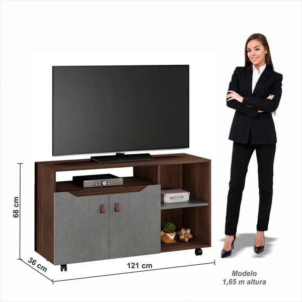 Encontraproduto.com.br - Rack Seleto Candian Jcm Movelaria Café Com Onix