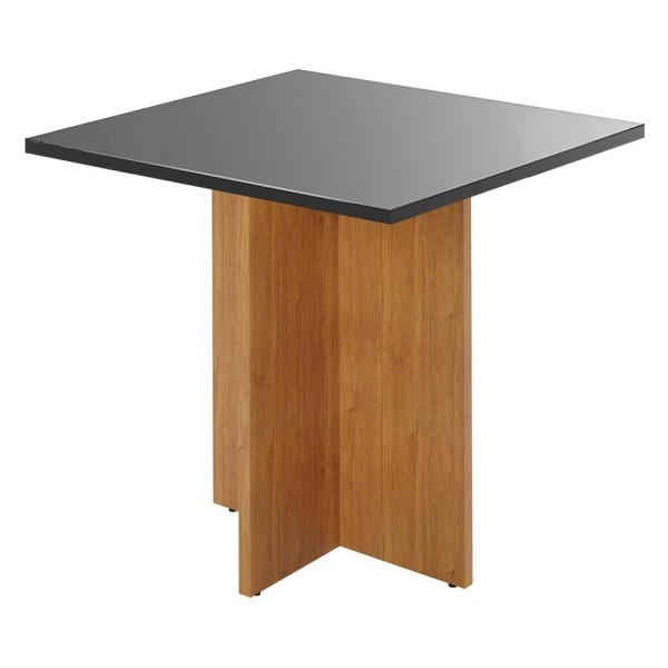 Encontraproduto.com.br - Mesa Robusta Candian 90Cm Tampo Vidro Jcm Movelaria Cinamomo/Grafite