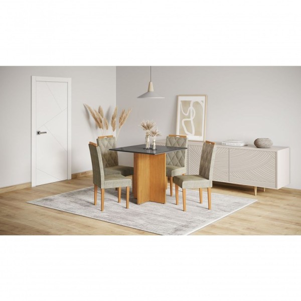 Encontraproduto.com.br - Mesa Robusta Candian 90Cm Tampo Vidro Jcm Movelaria Cinamomo/Grafite
