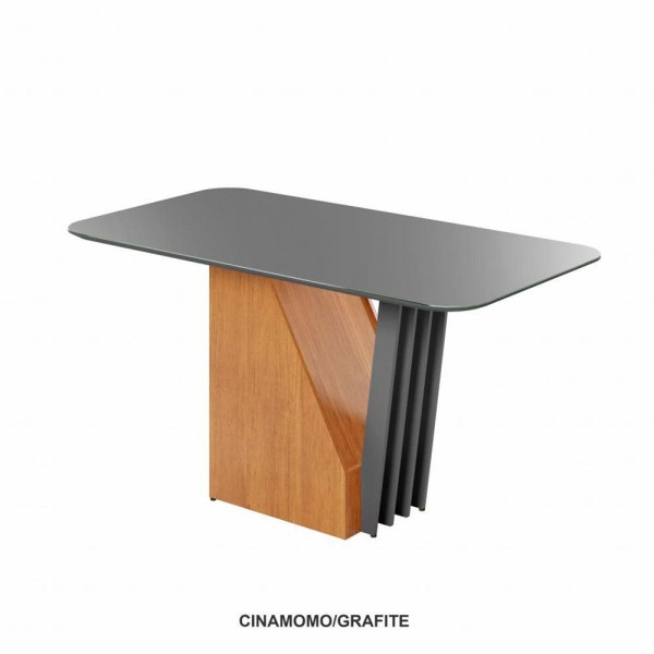 Encontraproduto.com.br - Mesa Harpa Candian 120Cm Tampo Copo Jcm Movelaria Cinamomo/Grafite