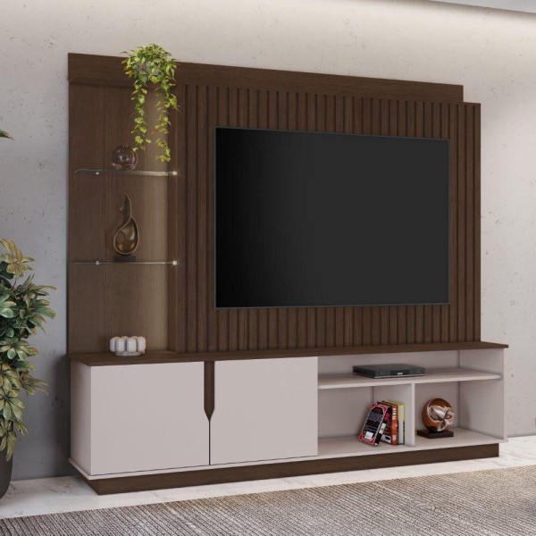 Encontraproduto.com.br - Estante Home Para Tv Até 60 Polegadas Amparo Candian - Jcm Movelaria Movelaria Café-off White
