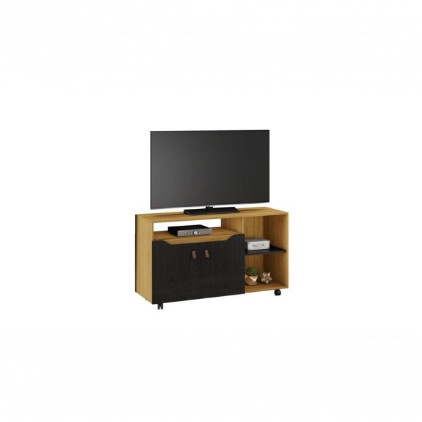 Encontraproduto.com.br - Rack Para Tv Até 49 Com 2 Portas Seleto - Jcm Movelaria Nature-preto