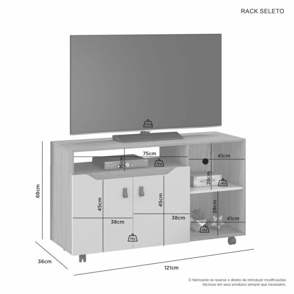 Encontraproduto.com.br - Rack Para Tv Até 49 Com 2 Portas Seleto - Jcm Movelaria Nature-preto