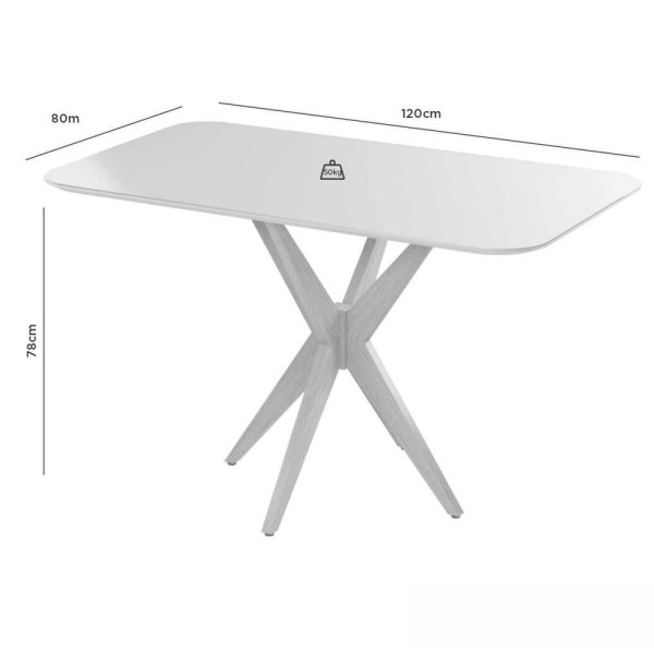 Encontraproduto.com.br - Mesa De Jantar C- Base Estrela E Tampo C- Vidro 1.20 X 0.80 Cor: Cinamomo - Off - Mesa Simpatia