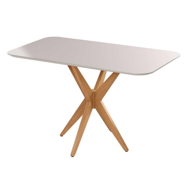 Encontraproduto.com.br - Mesa De Jantar C- Base Estrela E Tampo C- Vidro 1.20 X 0.80 Cor: Cinamomo - Off - Mesa Simpatia