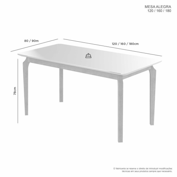 Encontraproduto.com.br - Mesa Alegra Candian 180 X 90 Com Vidro - Jcm Movelaria Cinamomo-off White