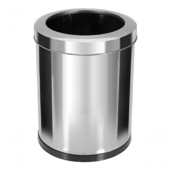 Lixeira Em Inox Com Aro Inox 13,5 Litros Cor:cinza