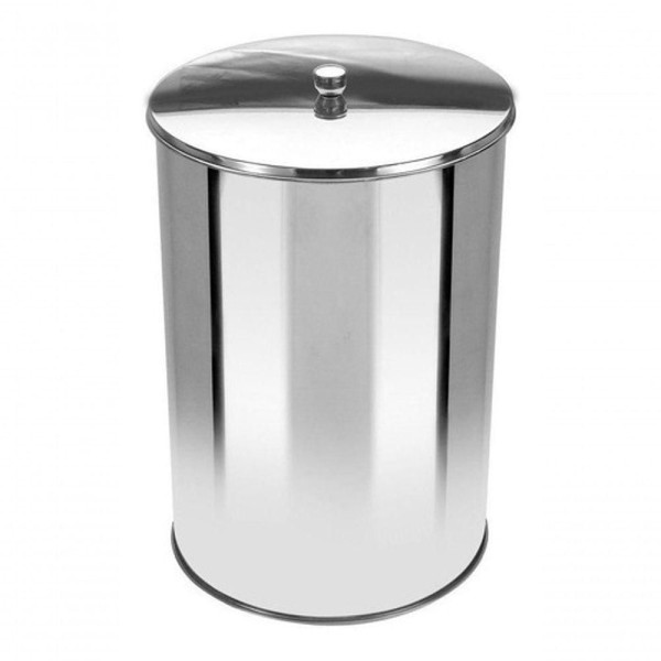 Encontraproduto.com.br - Lixeira Office Redonda Com Tampa Em Aço Inox 5 Litros Cor:cinza