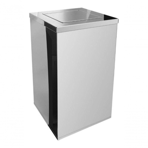 Encontraproduto.com.br - Lixeira Inox Quadrada Com Tampa Vai-vem 50 Litros Cor:inox