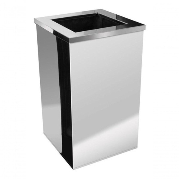 Encontraproduto.com.br - Lixeira Inox Quadrada Com Aro Inox 100 Litros