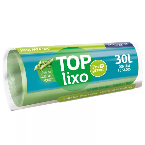 Saco TOP Lixo Verde 30L 59cmX62cm c/30 - Extrusa-Pack