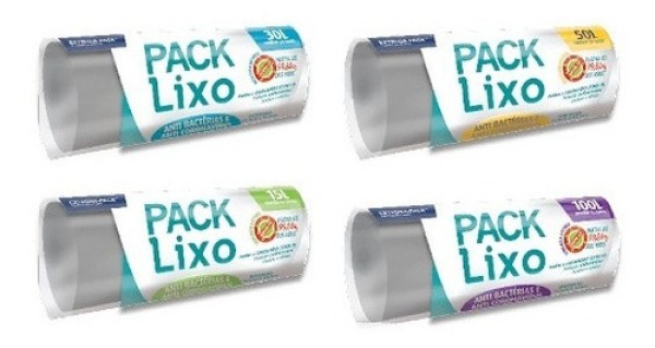 Saco para Lixo Pack Lixo Anti Coronavírus - 15L Rolo com 60 unidades