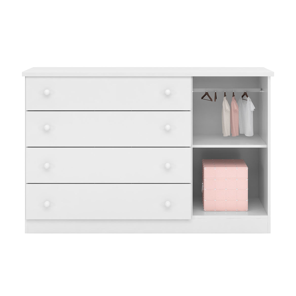 Encontraproduto.com.br - Cômoda Infantil Eloisa com 4 Gavetas - Branco
