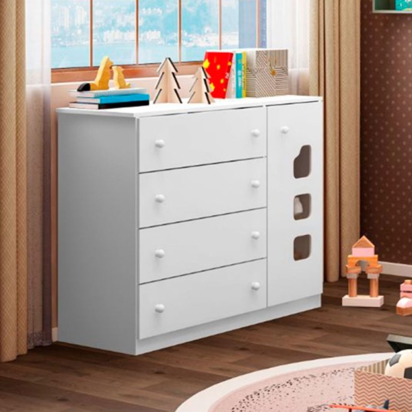 Encontraproduto.com.br - Cômoda Infantil Lívia com 4 Gavetas - Branco