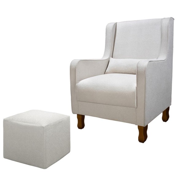 Encontraproduto.com.br - Poltrona de Amamentação Boucle Sophia Fixa com Puff Sophia Phoenix Baby