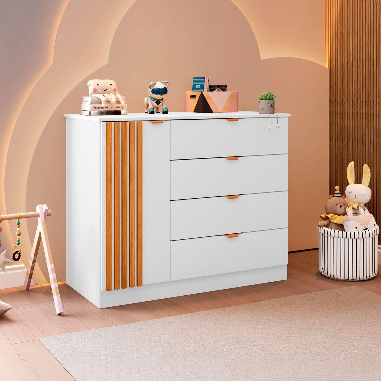 Encontraproduto.com.br - Cômoda Infantil Ayla Branco Phoenix Baby