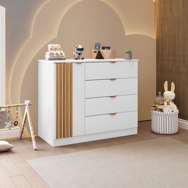 Encontraproduto.com.br - Cômoda Infantil Ayla Branco Phoenix Baby