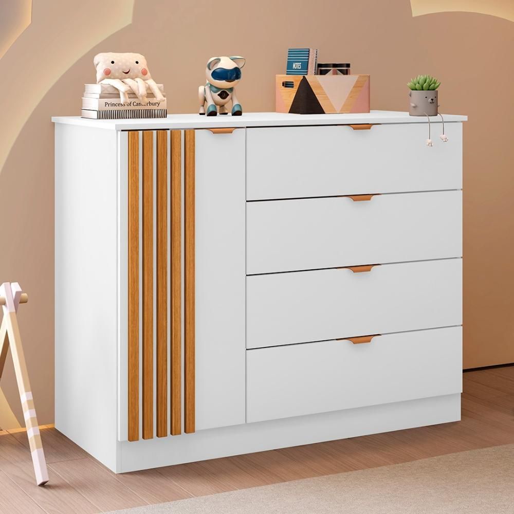 Encontraproduto.com.br - Cômoda Infantil Ayla Branco Phoenix Baby