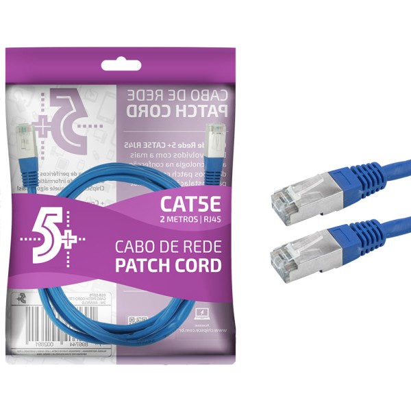 Cabo de Rede 5 Patch Info Patch Cord CAT5E FTP 2M Azul 220V