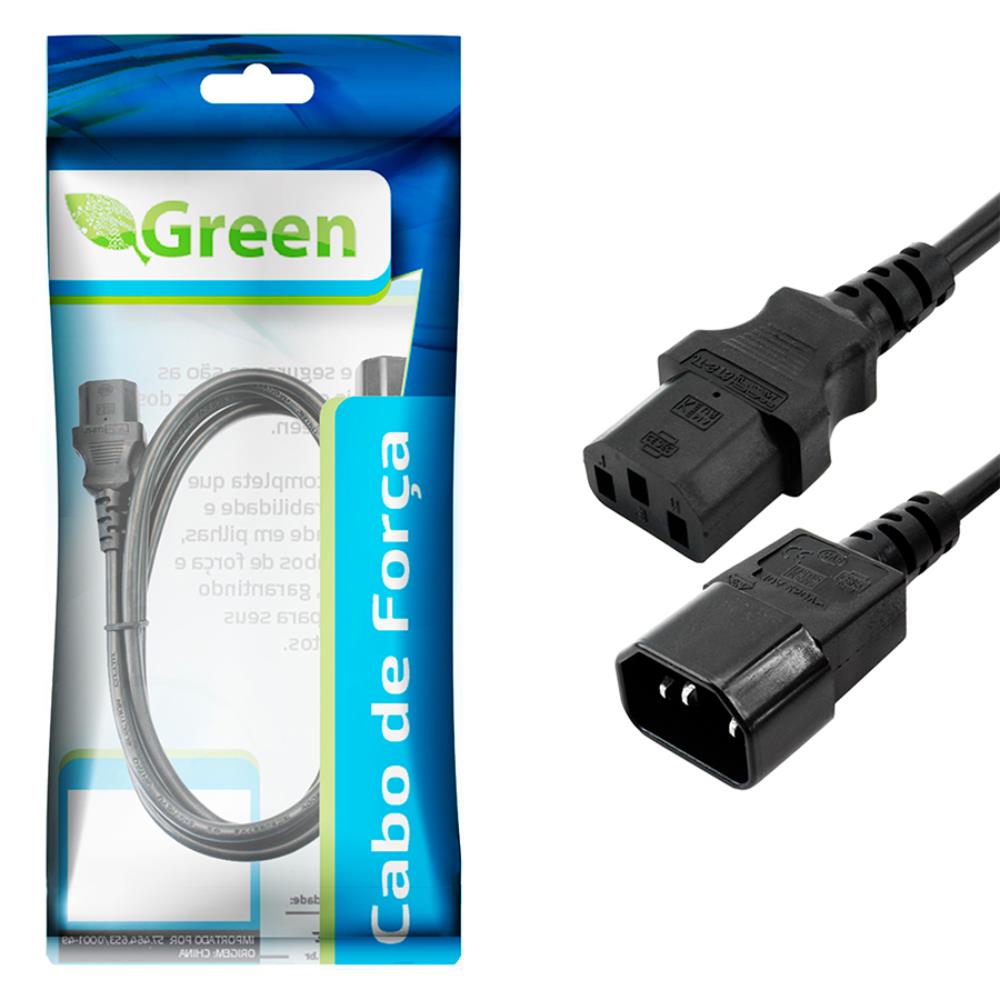 Encontraproduto.com.br - Cabo Força Green Extensor P/ Ligar Computador 2M 3X0,75Mm Preto