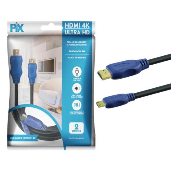 Encontraproduto.com.br - Cabo Mini Hdmi X Hdmi 2 0 4k Hdr 2 Metros Pix 018 9400