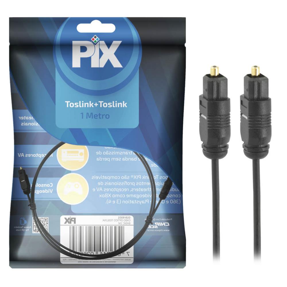 Cabo Óptico Toslink Pix Digital de Áudio Profissional 1M 220V